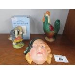 A Beswick cockerel, A Royal Doulton Beatrix Potter figure of Tommy Brock,