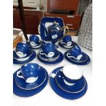 A G Jones coffee set (lid knob repaired, one cup handle broken,