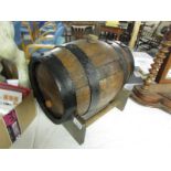 An oak wine barrel on stand