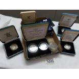10 cased GB and commonwealth silver mint proof coins