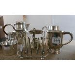 7 items of silver plate including tea set,