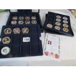 A collection of 10 Coronation Jubilee coins in box and 15 diamond jubilee coins in box