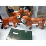 A pair of Staffordshire lions 1 a/f