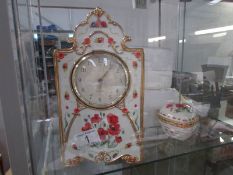 A Royal British Legion mantel clock and trinket pot with certificates