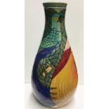 A Dennis china works lidded vase decorated peacocks, marked 'Trial 4',