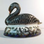 A Royal Crown Derby boxed platinum black swan, limited edition,