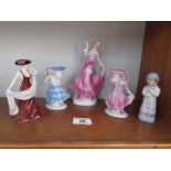 A pair of china figure candlesticks, a Victorian figurine,
