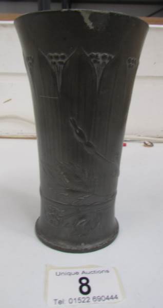 An art nouveau pewter vase - Image 2 of 3