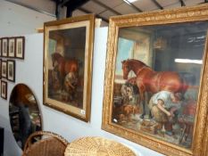 2 Victorian framed and glazed prints of horse being shoed