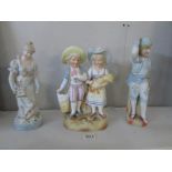 3 19th century continental bisque porcelain figures