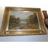 A gilt framed oil on board country scene