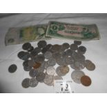 A mixed lot of coins,