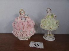 2 'Irish Dresden' porcelain figurines