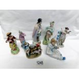 7 various 19th century ceramic figurines