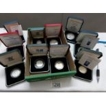 10 cased GB silver mint proof coins