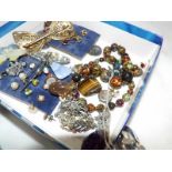 A mixed lot of costume jewellery including some silver