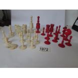 A part 19th century ivory chess set