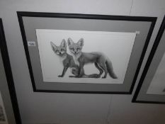 A framed and glazed limited edition print entitled 'Little Foxes' by Gary Hodges,