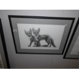 A framed and glazed limited edition print entitled 'Little Foxes' by Gary Hodges,