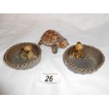 A boxed Wade tortoise trinket pot and 2 Wade pin dishes