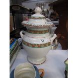 A large twin handled lidded vase marked 'Opaque Porcelain',