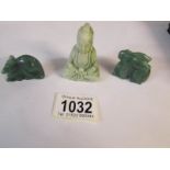 2 jade? animals and a figure