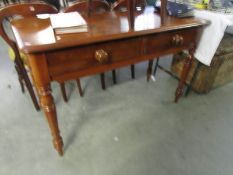 A mahogany 2 drawer side table / desk