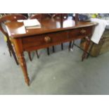 A mahogany 2 drawer side table / desk