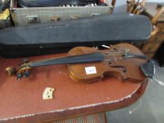 A cased violin, a/f,
