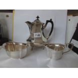 A 3 piece silver plate tea set