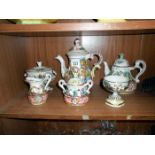 5 pieces of Capo di Monte tea ware and one other item