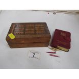 A Victorian cribbage board/box complete with counters and cards