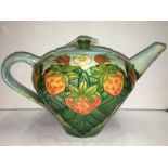 A Dennis china works teapot decorated with strawberries,