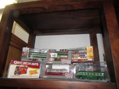 A quantity of boxed Corgi original omnibus Blackpool trams etc.,