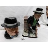 A Bairstow Manor pottery limited edition Winston Churchill teapot and a Winston Churchill