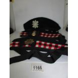 3 Glengarry caps with regiment badges