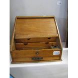 A good tambour front writing box with key