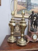 A pair of brass table lamps (need rewiring)