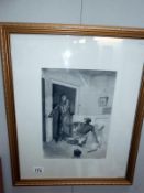 A framed and glazed print signed P J Stevens