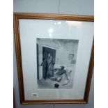 A framed and glazed print signed P J Stevens