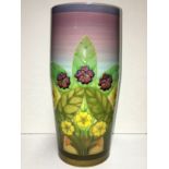 A Dennis china works vase decorated with primroses,