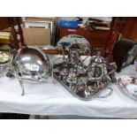 A Walker and Hall silver plated lidded breakfast dish,