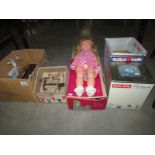 A child's Singer sewing machine, a Chad valley toy washing machine, A talkative Jane doll,