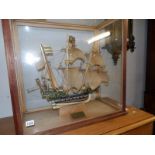 A cased model of a galleon