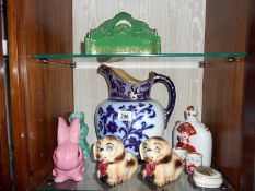 A Doulton Lambeth jug a/f, A Russian flask,