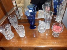 A mixed lot of glass vases etc