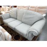 A green brocade 3 seat sofa