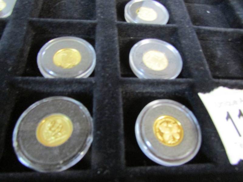 7 gold coins from 'The Smallest Gold Coin of the World Collection' with certificates, 24 carat gold, - Image 3 of 3