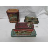 4 vintage tins including Rowntree, Parkinson's original royal Doncaster butterscotch,