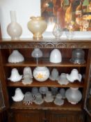 A large quantity of glass lamp shades